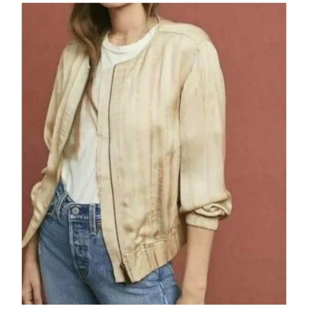 Frye Womens Mandria Bomber Jacket Small Drapey Tie Dye Zip Front w/ Pockets - Picture 2 of 12